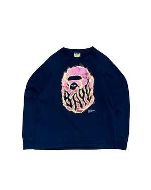 A Bathing Ape "Burn Bape Burn" Flame Ape Head Long Sleeve